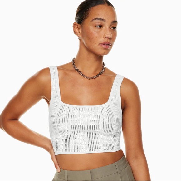 Babaton Tops - Babaton Sculpt Knit Squareneck Cropped Tank in White